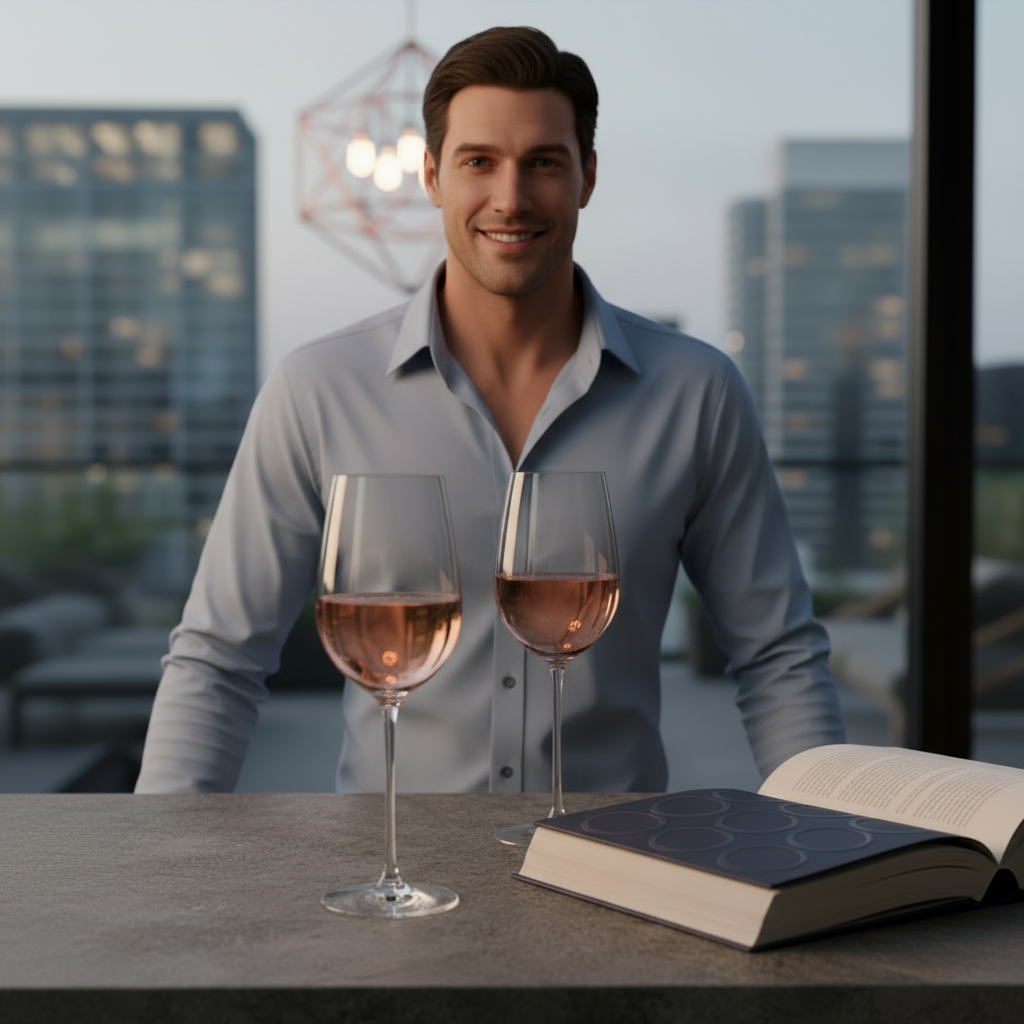 A tall, charming man with a good smile and broad shoulders, wearing a button-down shirt. He appears kind and confident.